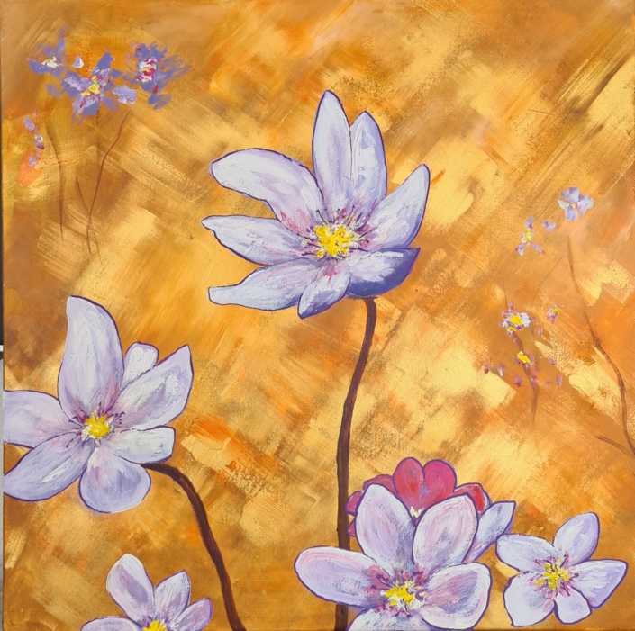 Blume auf Gold | 50 x 50 cm